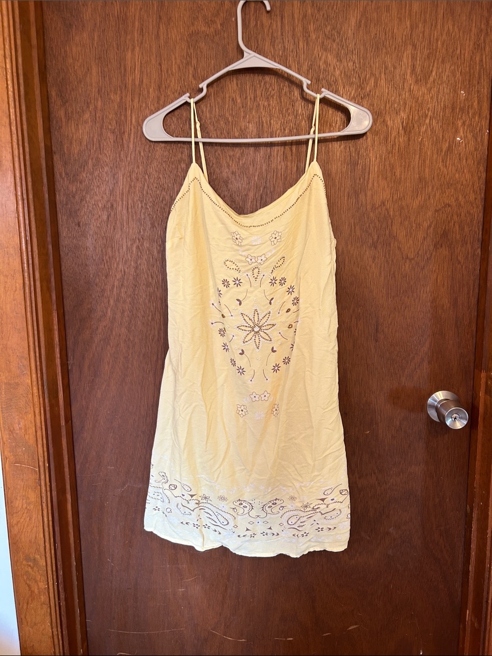 wild fable Light Yellow Embroidered Spaghetti-Strap Camisole Dress